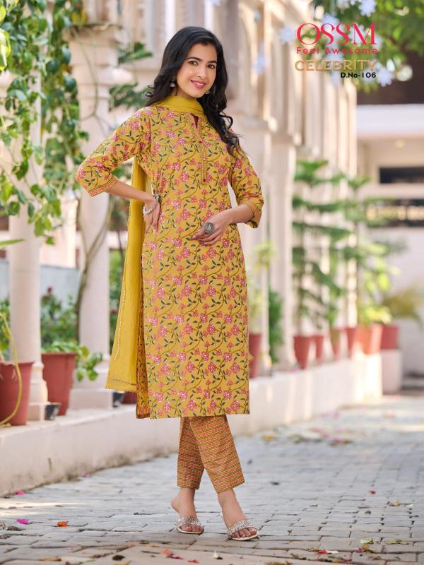 Ossm Celebrity Vol 1 Fancy Cotton Kurti With Bottom Dupatta Collection